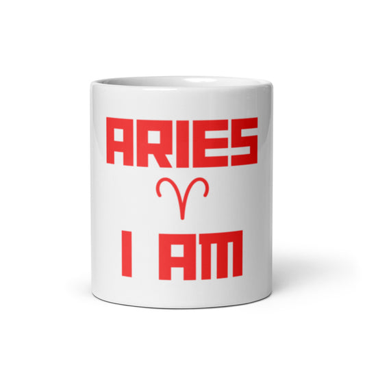 ARIES I AM White glossy mug