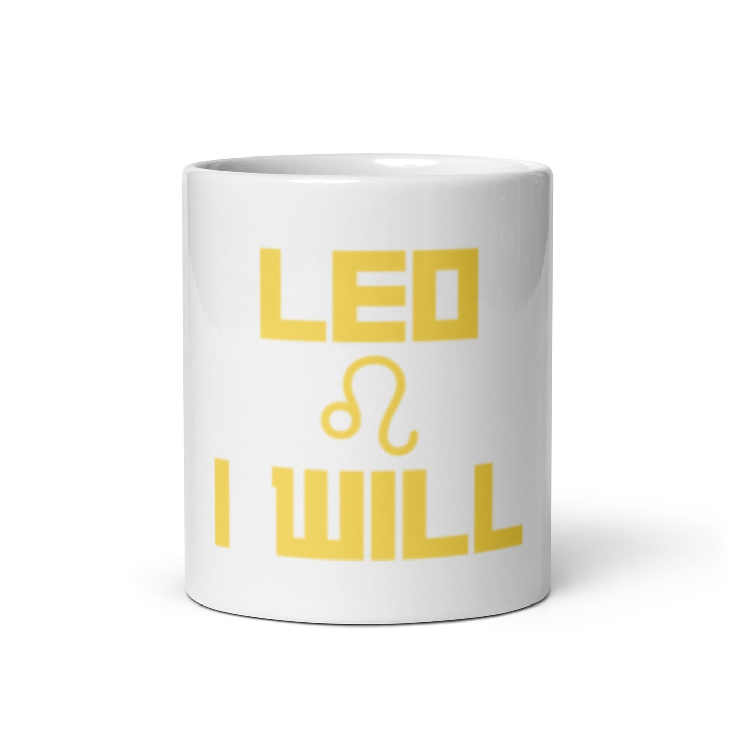 LEO I WILL White glossy mug